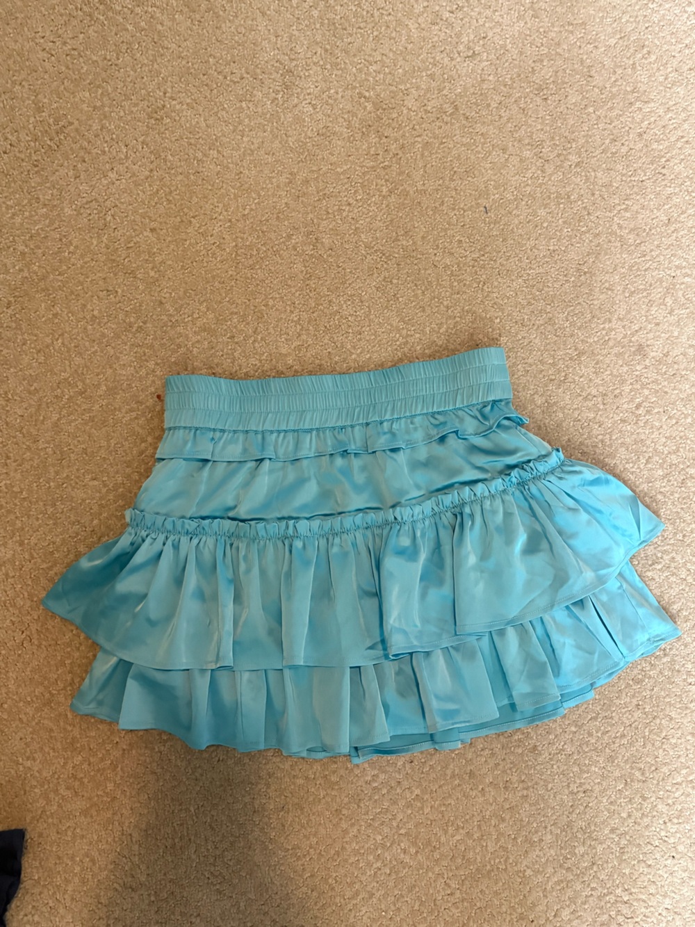 Cake For Dinner Satin Blue Tiered Ruffle Skirt Size Medium